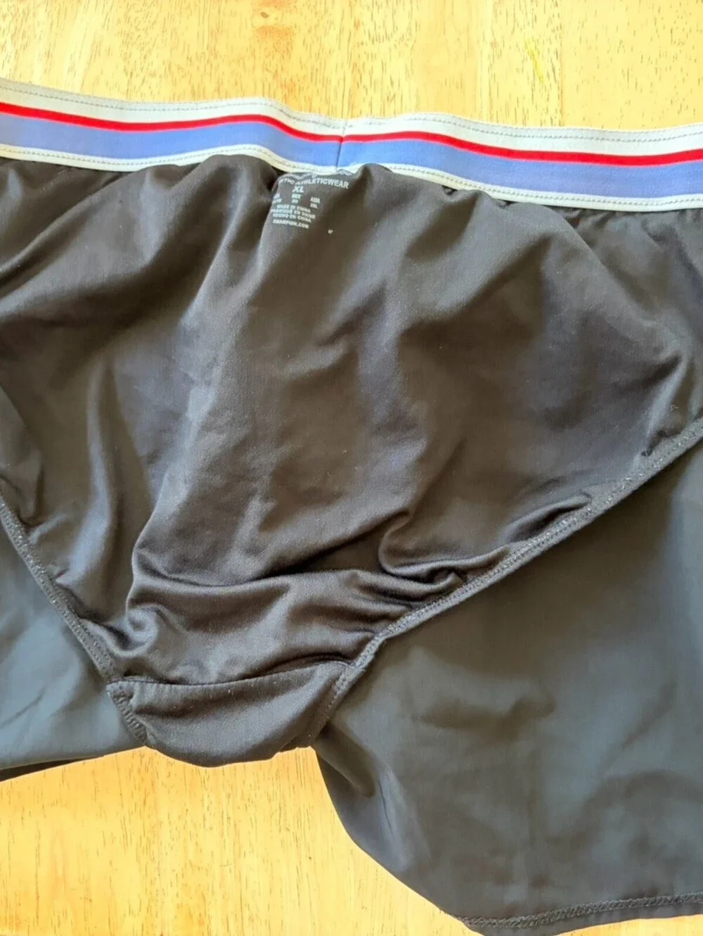 XL Champion Authentic Athleticware Black Women's Shorts Red and Blue Stripe Run